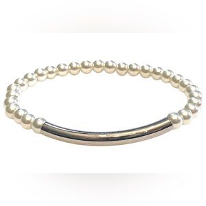 Pearl Silver Bar Bracelet
